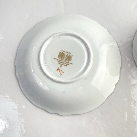 Paragon Teacup & Saucer Cobalt Navy Blue Gold Gilt Cabbage Rose Floral Bouquet - Picture 11 of 16